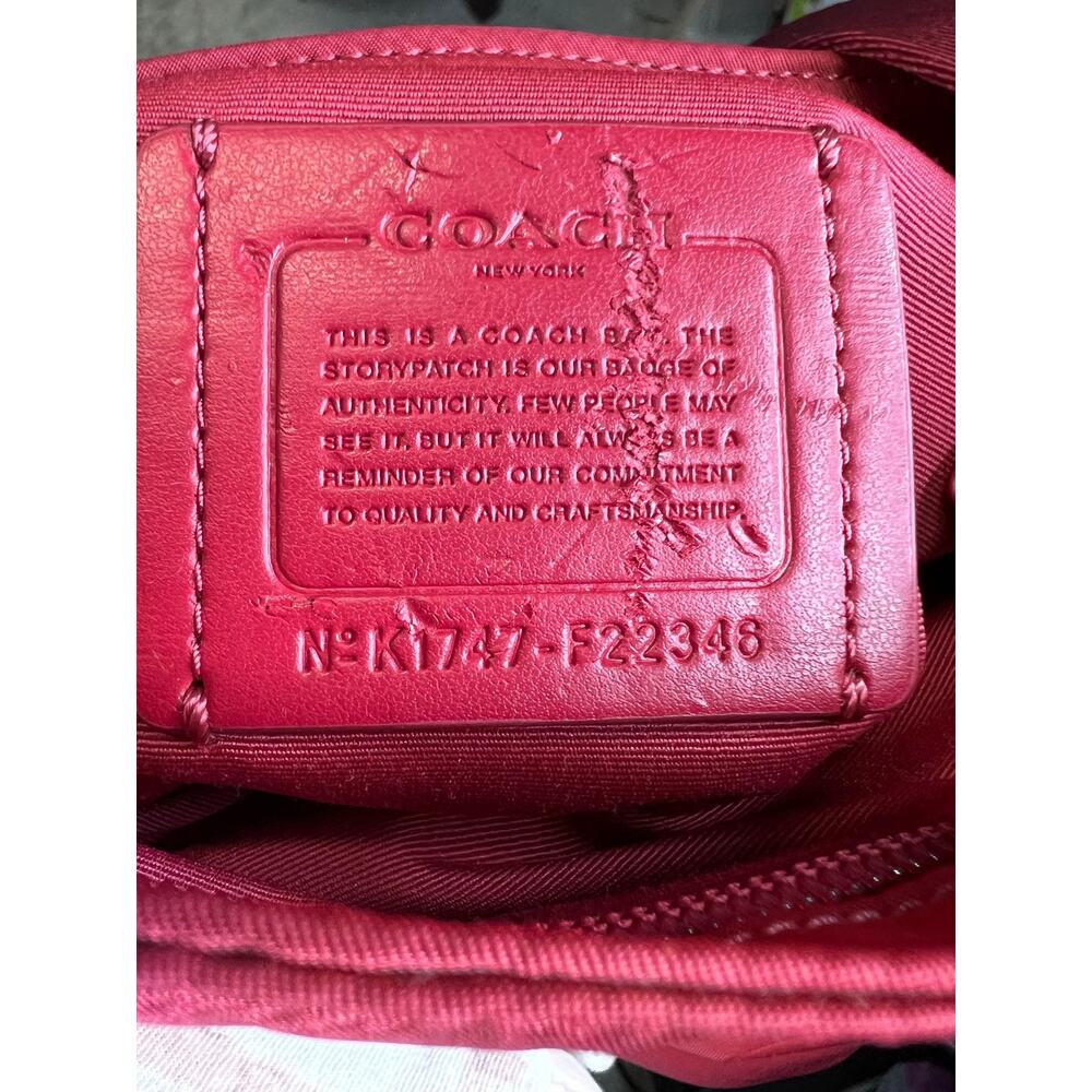 Coach F22346 Dark Pink Nylon Crossbody Shoulder Bag, Gunmetal Logo & Accents - Picture 7 of 7